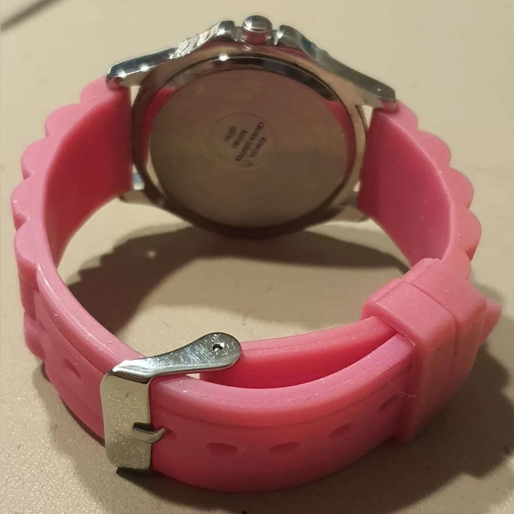 🦋10/$20🦋 Accutime Silver/Pink Rhinestone Silicone Women's Watch